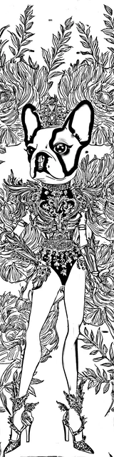 Free colorable bookmarks of a fashion styled french bulldog